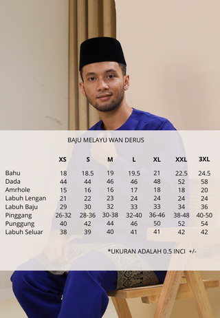 Baju Melayu Wan Derus V.20 - Teal Blue