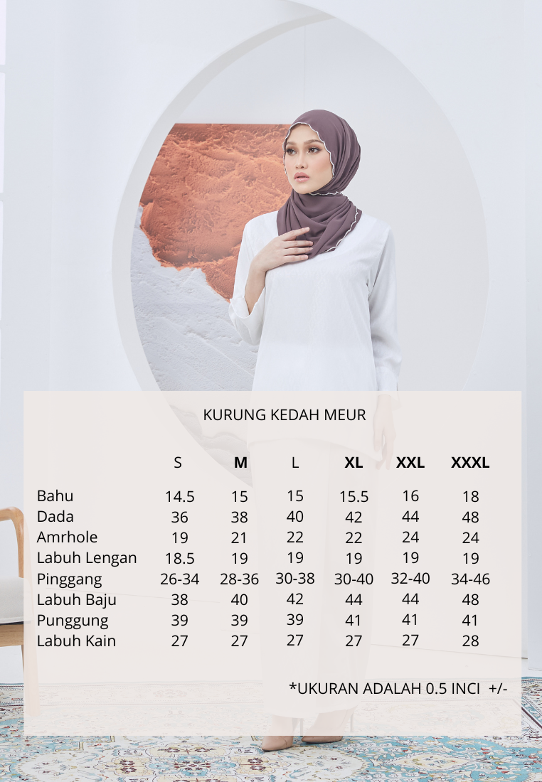 Kurung Kedah Melur | Light Grey