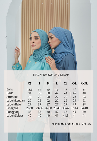 Teruntum Kurung Kedah | Royal Blue
