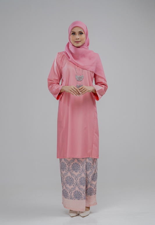 Dahlia Kurung Pahang - Peach Pink