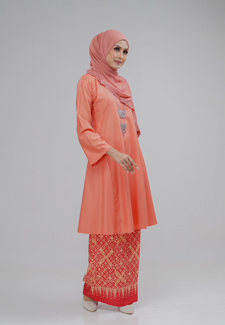 Dahlia Kurung Kembang - Peach Orange