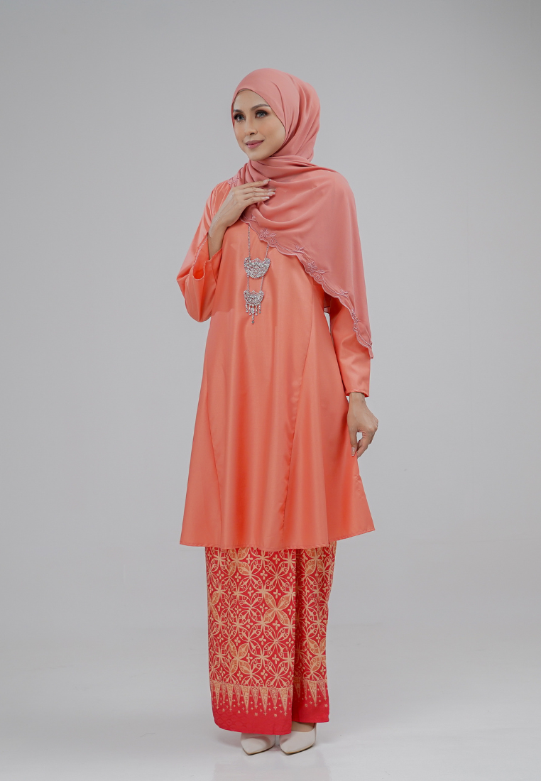 Dahlia Kurung Kembang - Peach Orange