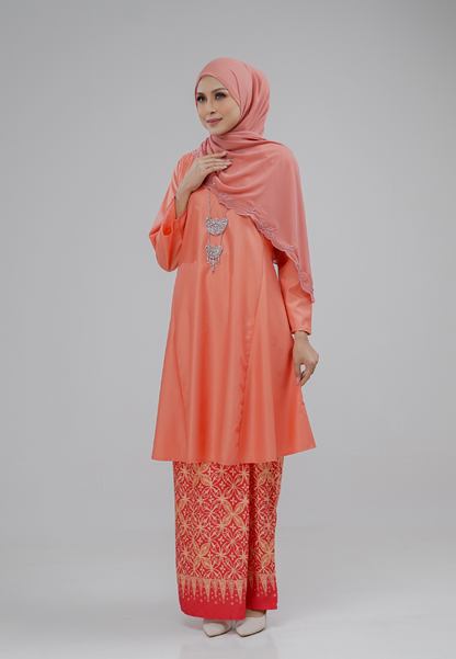 Dahlia Kurung Kembang - Peach Orange