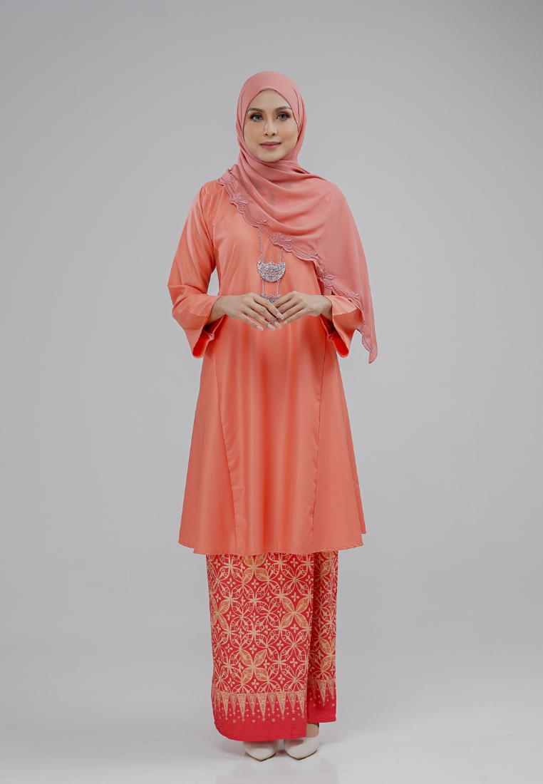 Dahlia Kurung Kembang - Peach Orange