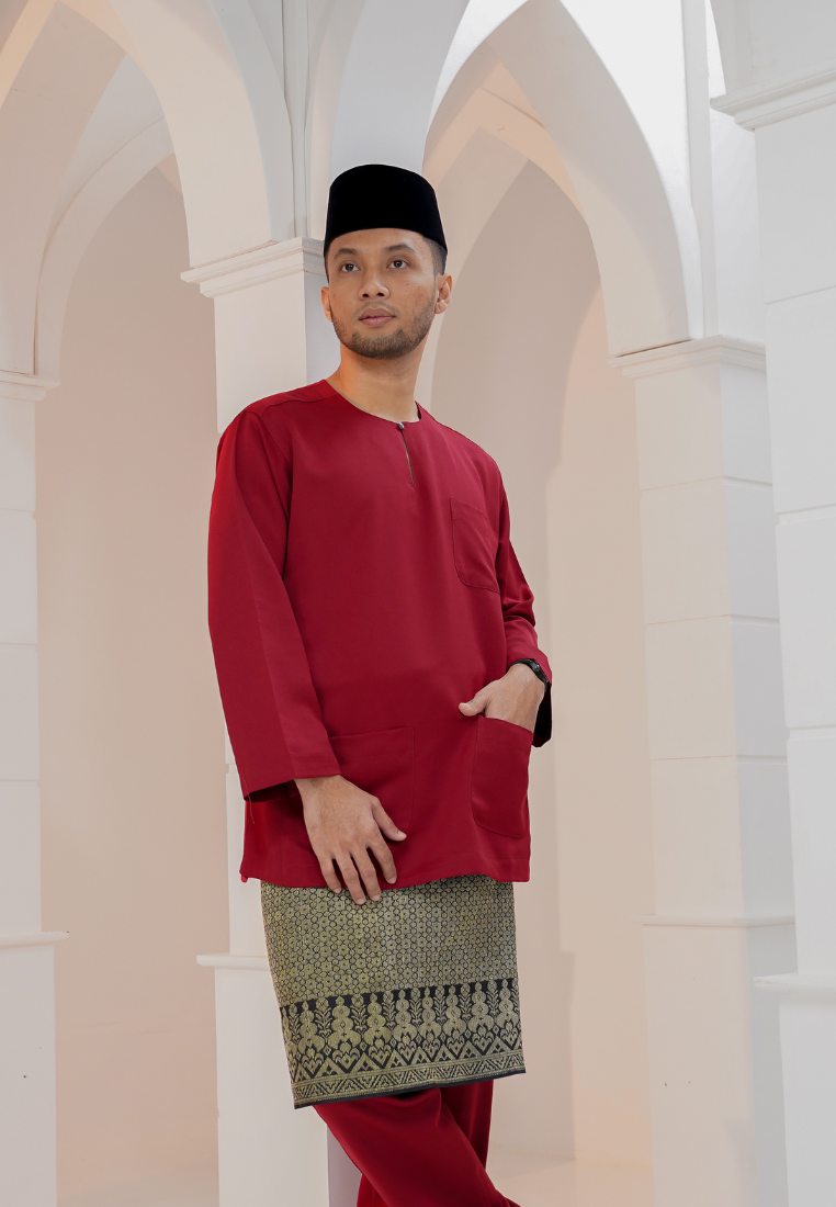 Baju Melayu Wan Derus - Dark Red