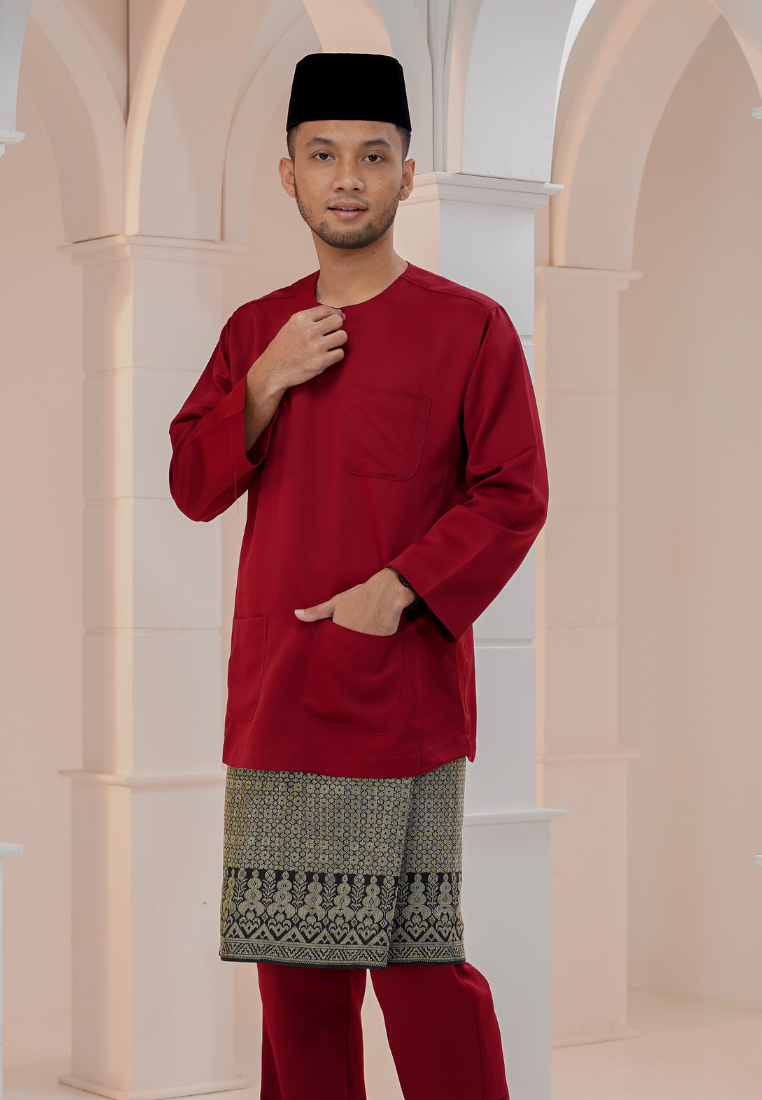 Baju Melayu Wan Derus - Maroon