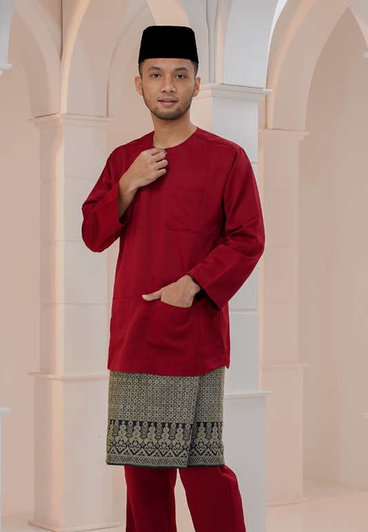 Baju Melayu Wan Derus - Dark Red