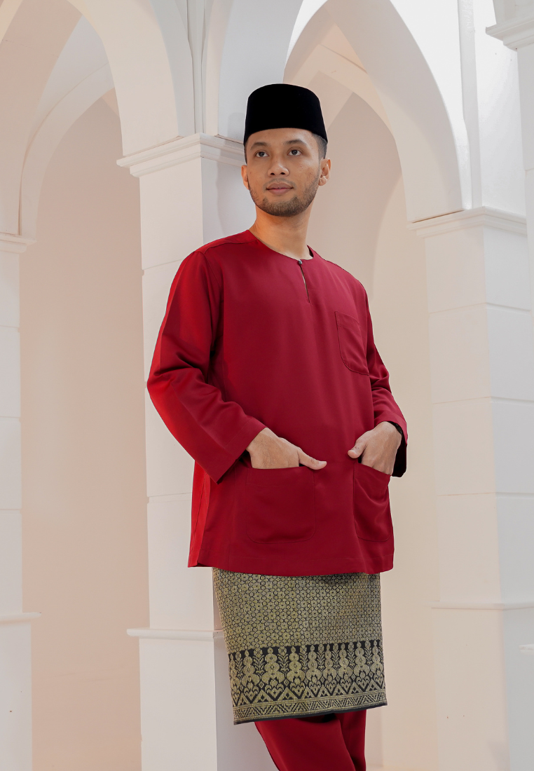 Baju Melayu Wan Derus - Dark Red