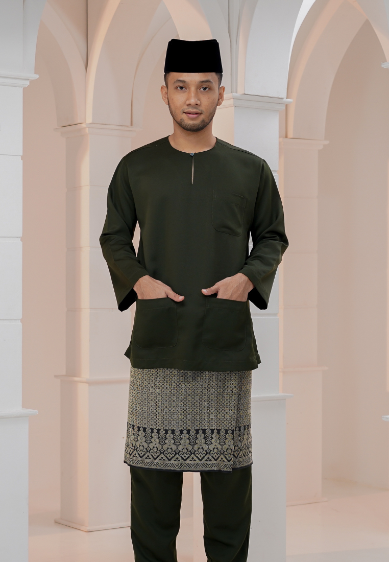 Baju Melayu Wan Derus - Olive Green