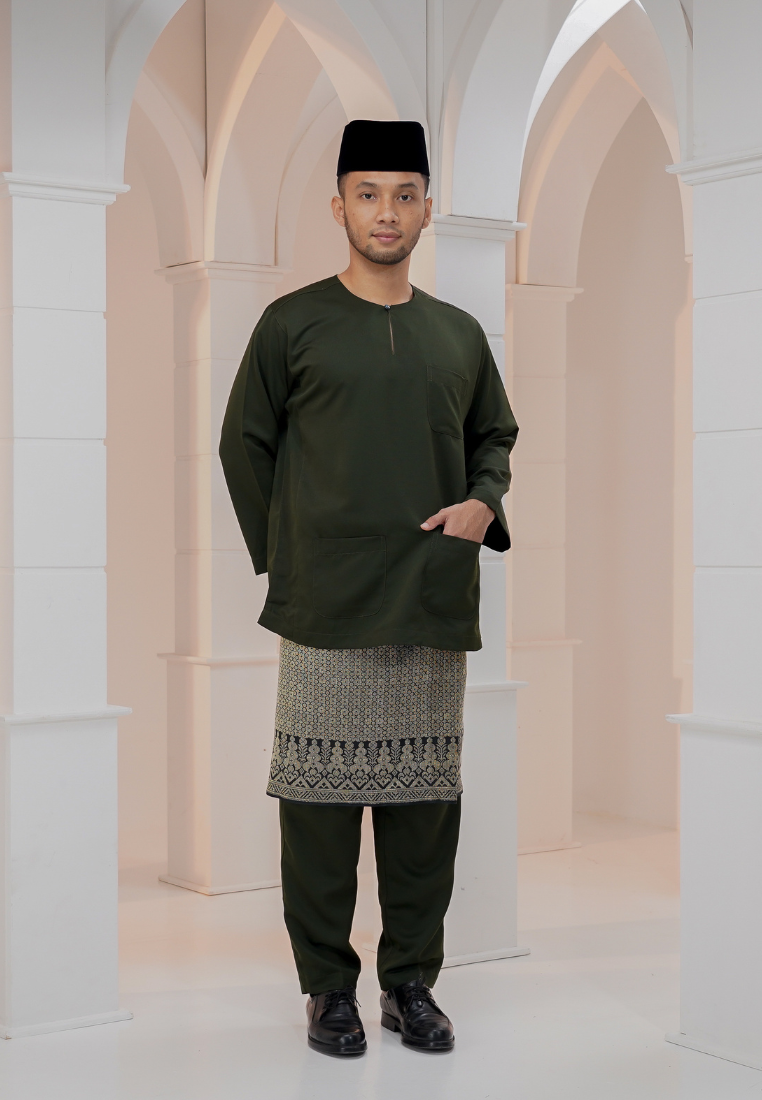 Baju Melayu Wan Derus - Olive Green