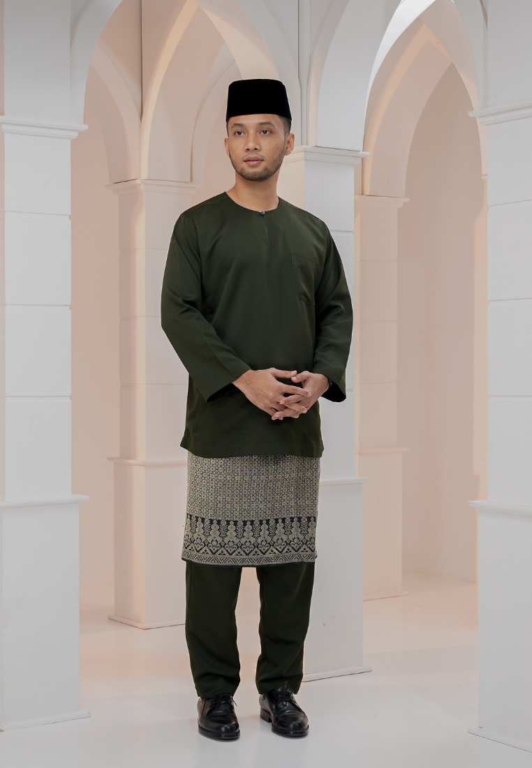 Baju Melayu Wan Derus - Olive Green