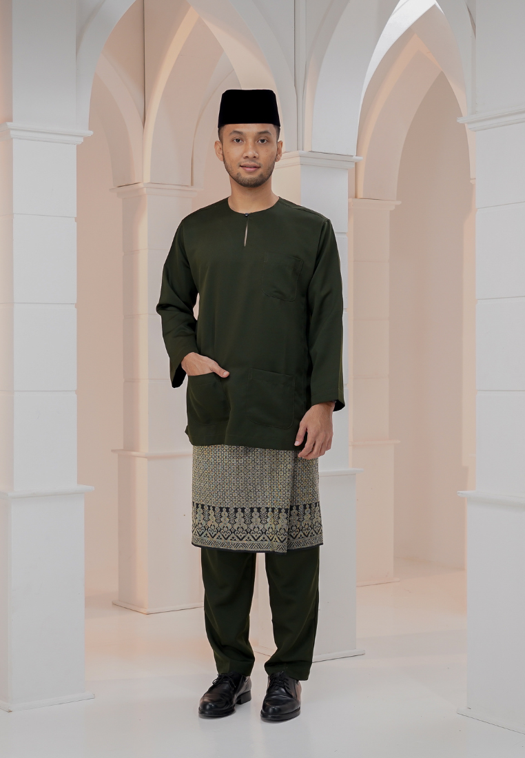Baju Melayu Wan Derus - Olive Green