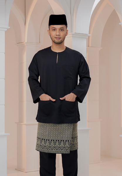 Baju Melayu Wan Derus - Black