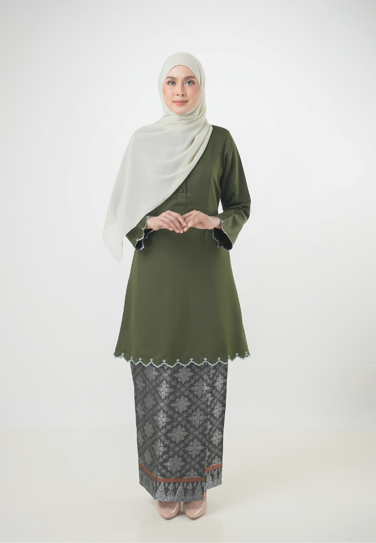 Sumayya Kurung Riau | Olive Green
