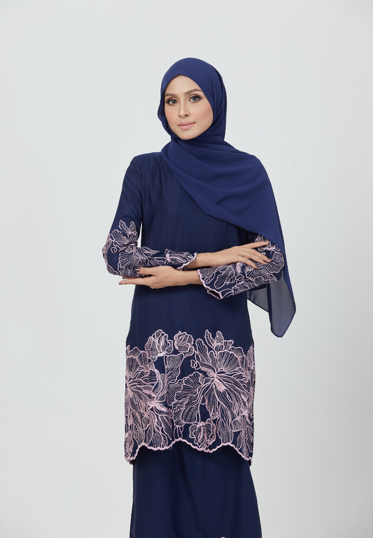 Rosey Kurung | Navy Blue