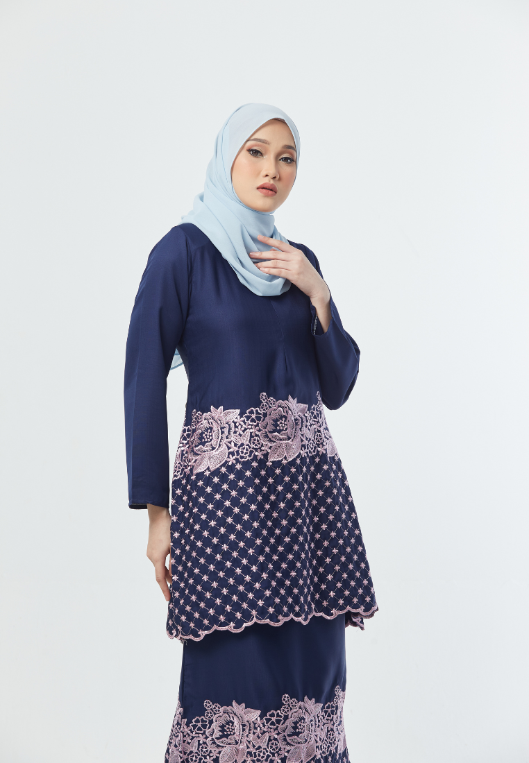 Medina Kurung | Navy Blue