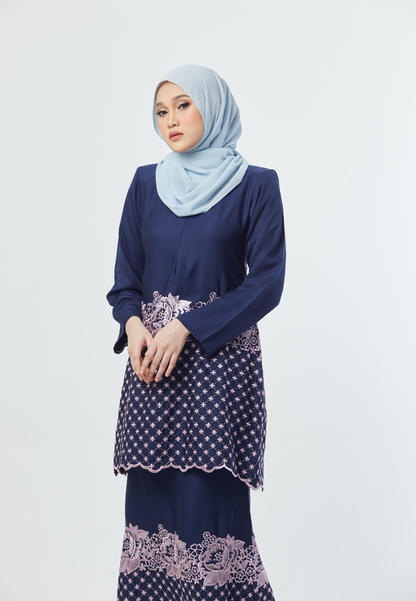 Medina Kurung | Navy Blue