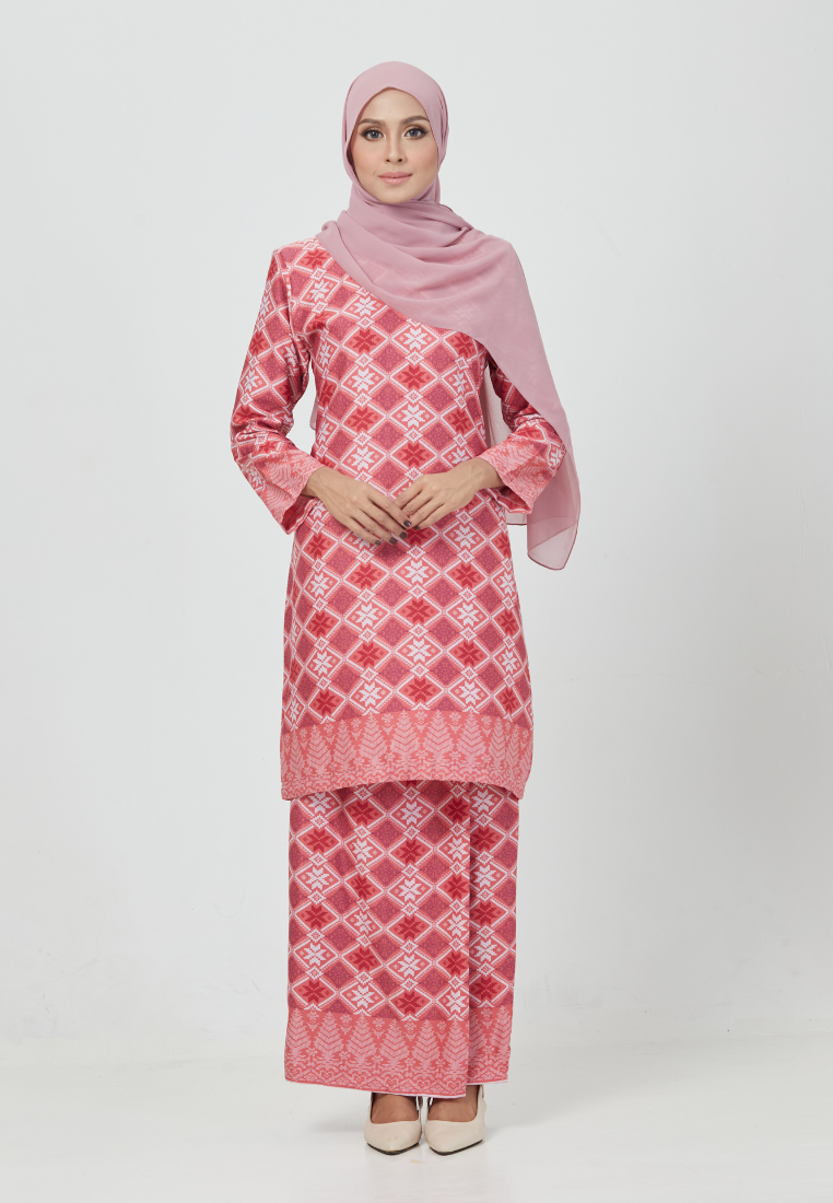 The Emerald Kurung | Cherry Red