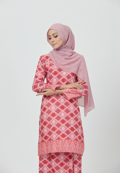 The Emerald Kurung | Cherry Red