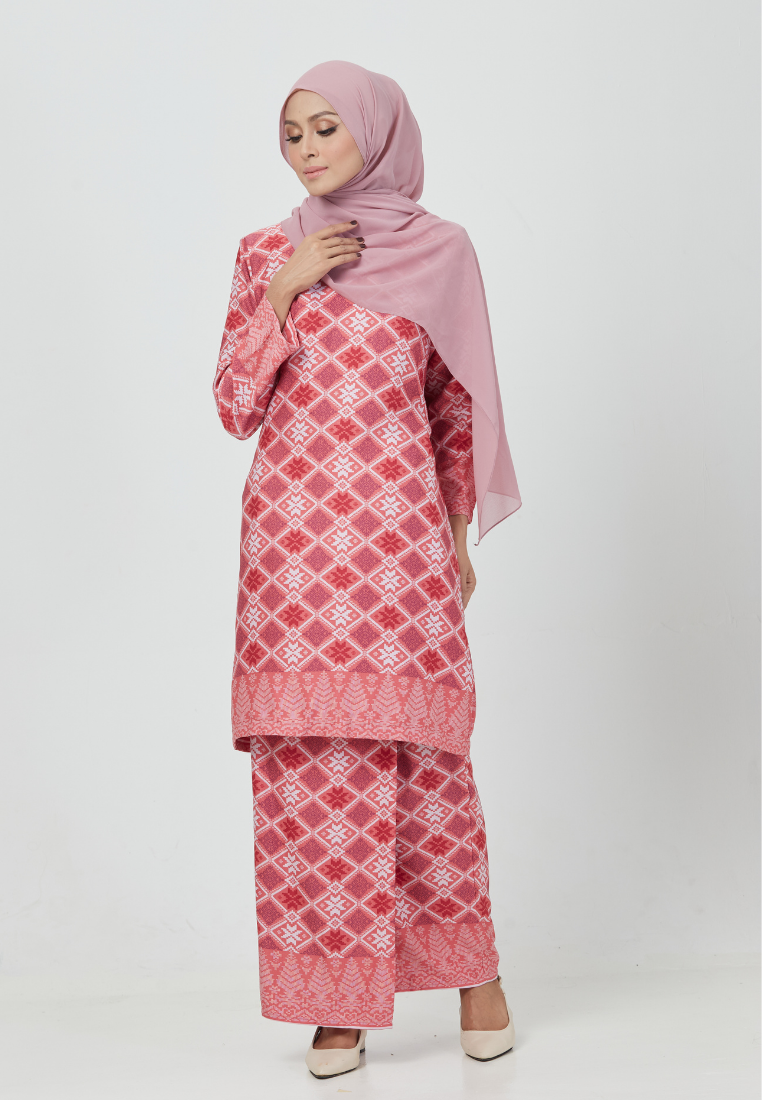 The Emerald Kurung | Cherry Red