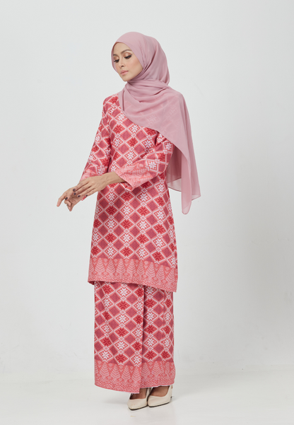 The Emerald Kurung | Cherry Red